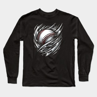 High-Speed Heater: Dynamic Baseball Swirl Tee Long Sleeve T-Shirt